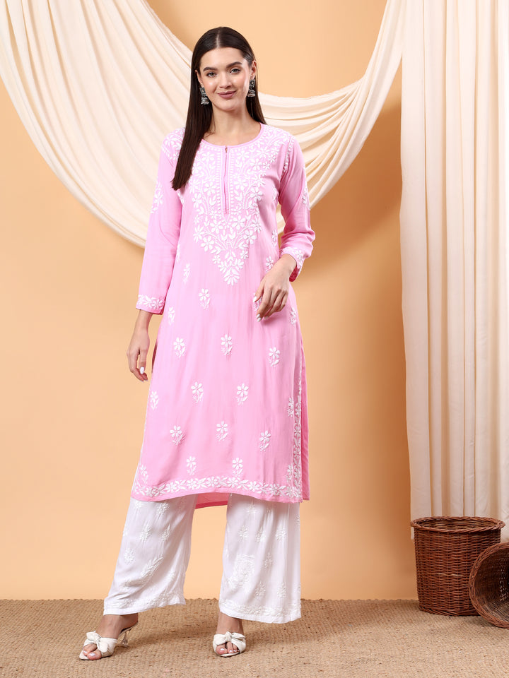 Anam Chikankari Rayon Straight Kurta