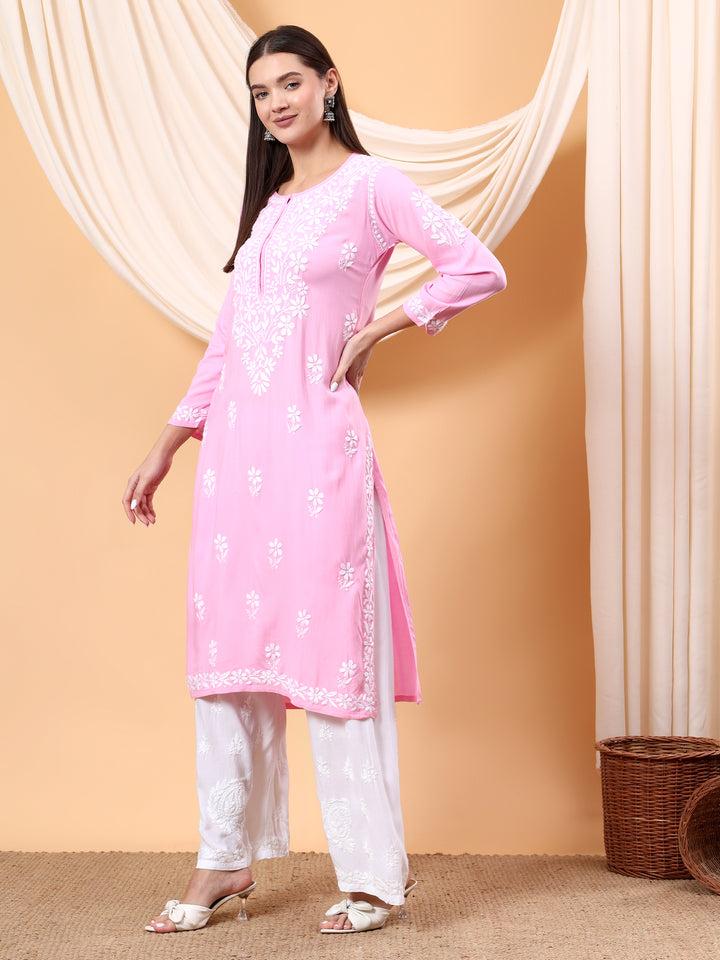 Anam Chikankari Rayon Straight Kurta