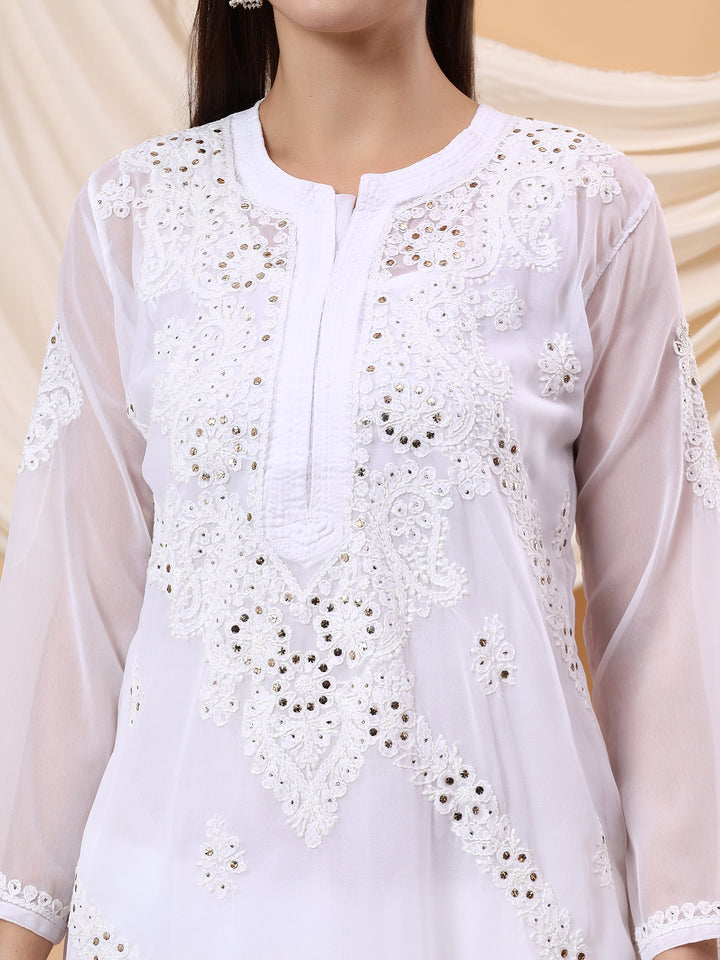 Noor Chikankari Mukaish Straight Kurta