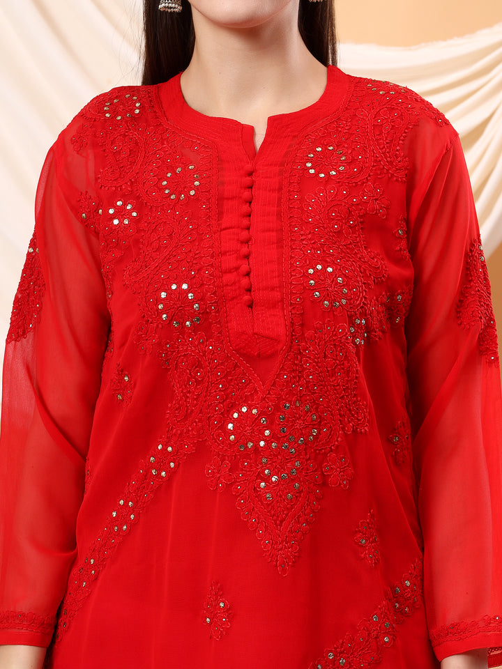 Noor Chikankari Mukaish Straight Kurta