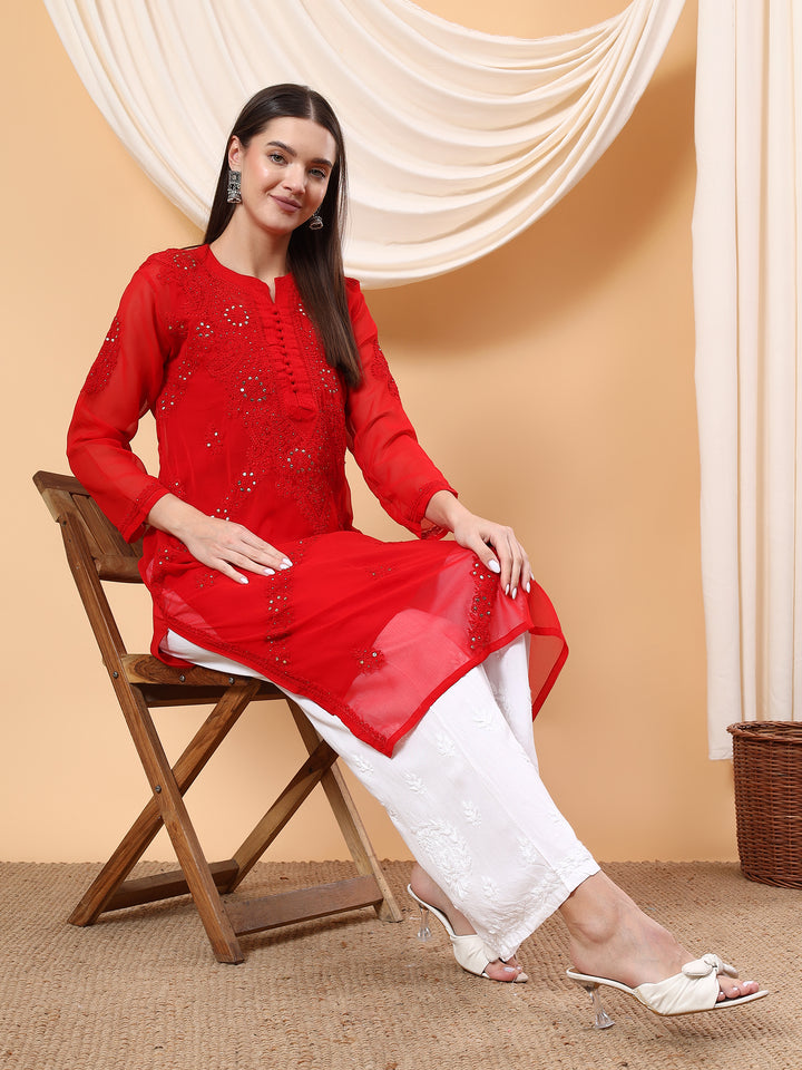 Noor Chikankari Mukaish Straight Kurta