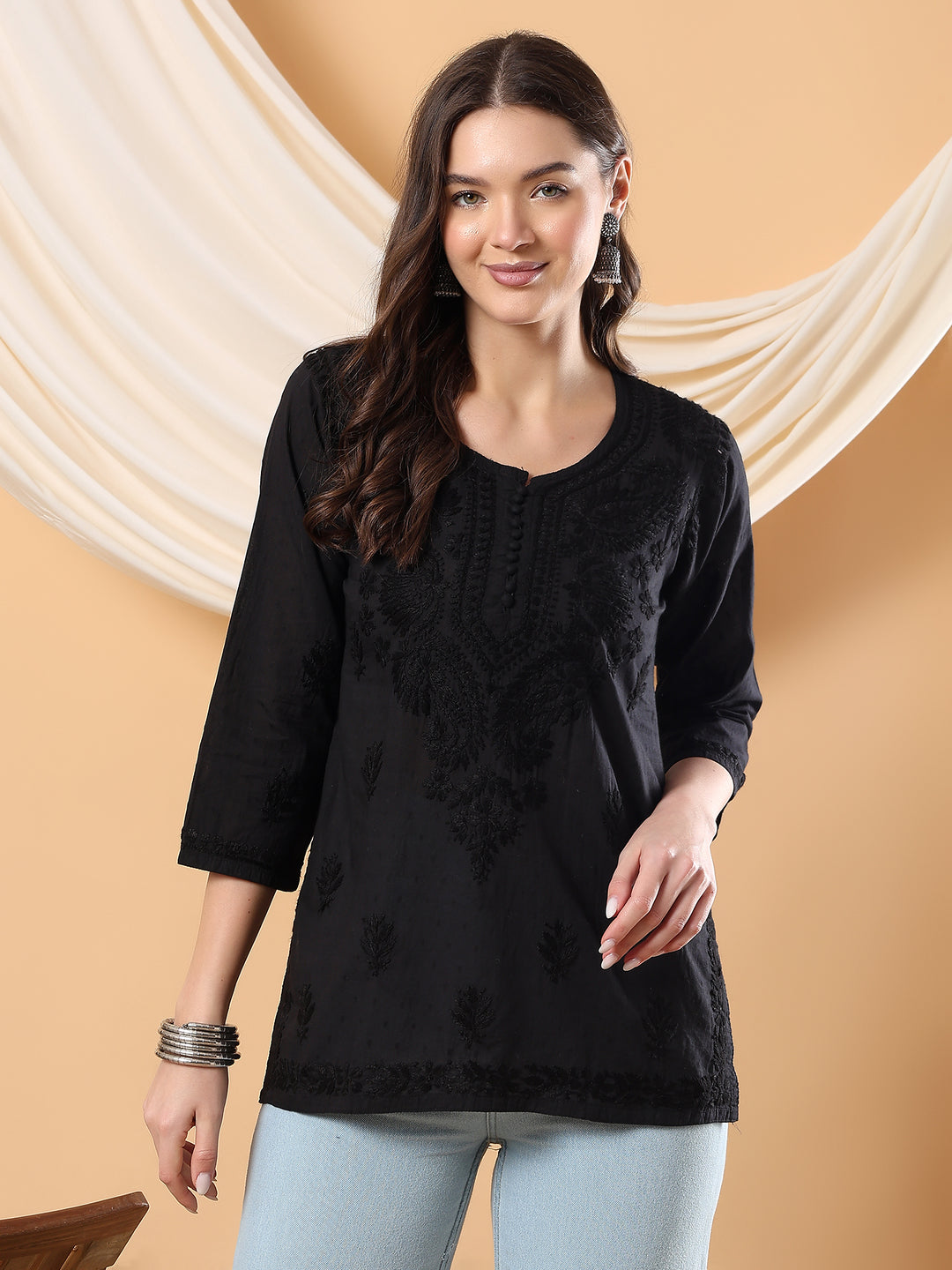 Adya Chikankari Short Dyed Kurti