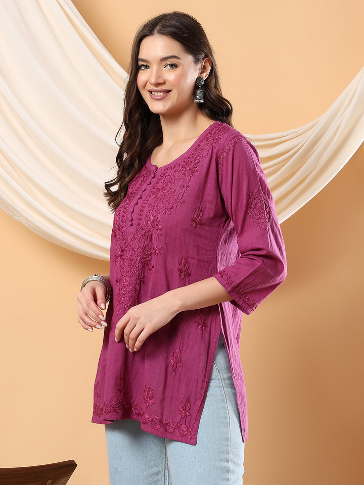 Adya Chikankari Short Dyed Kurti