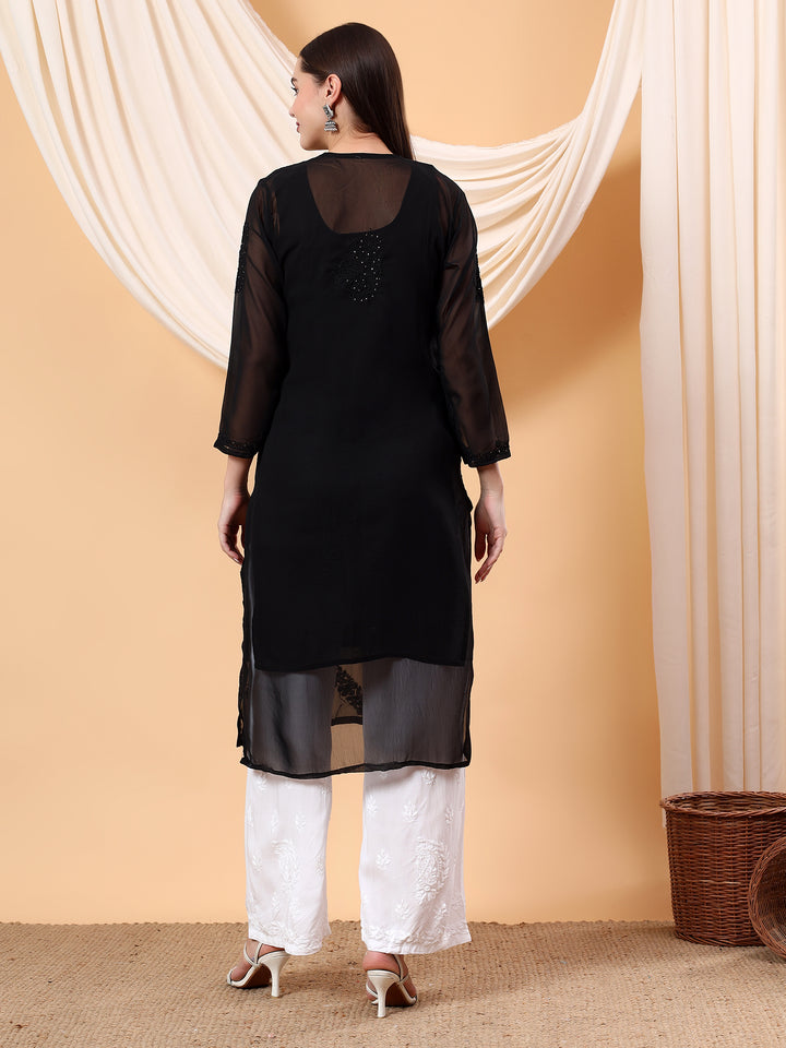 Noor Chikankari Mukaish Straight Kurta