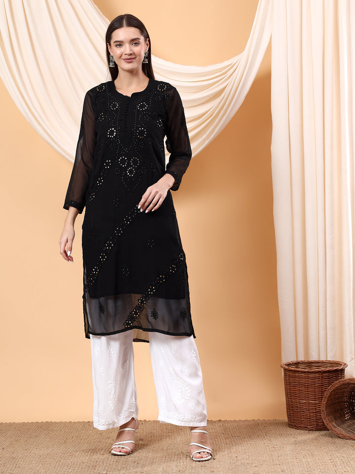 Noor Chikankari Mukaish Straight Kurta