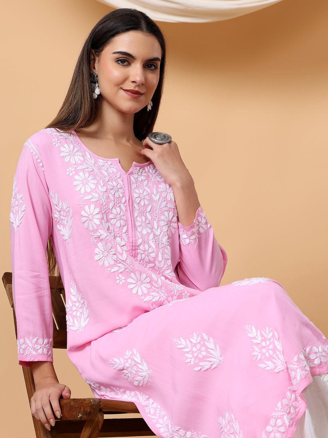 Jahnvi Chikankari Rayon Straight Kurta