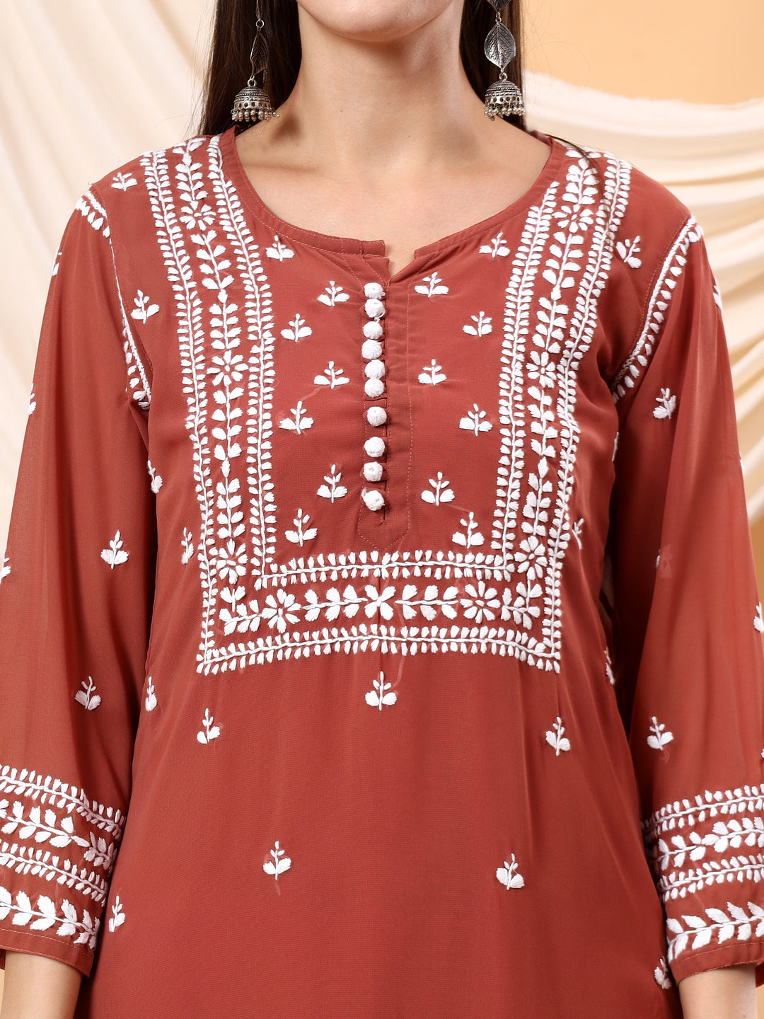 Wafa Chikankari Sheer Georgette Straight Kurta