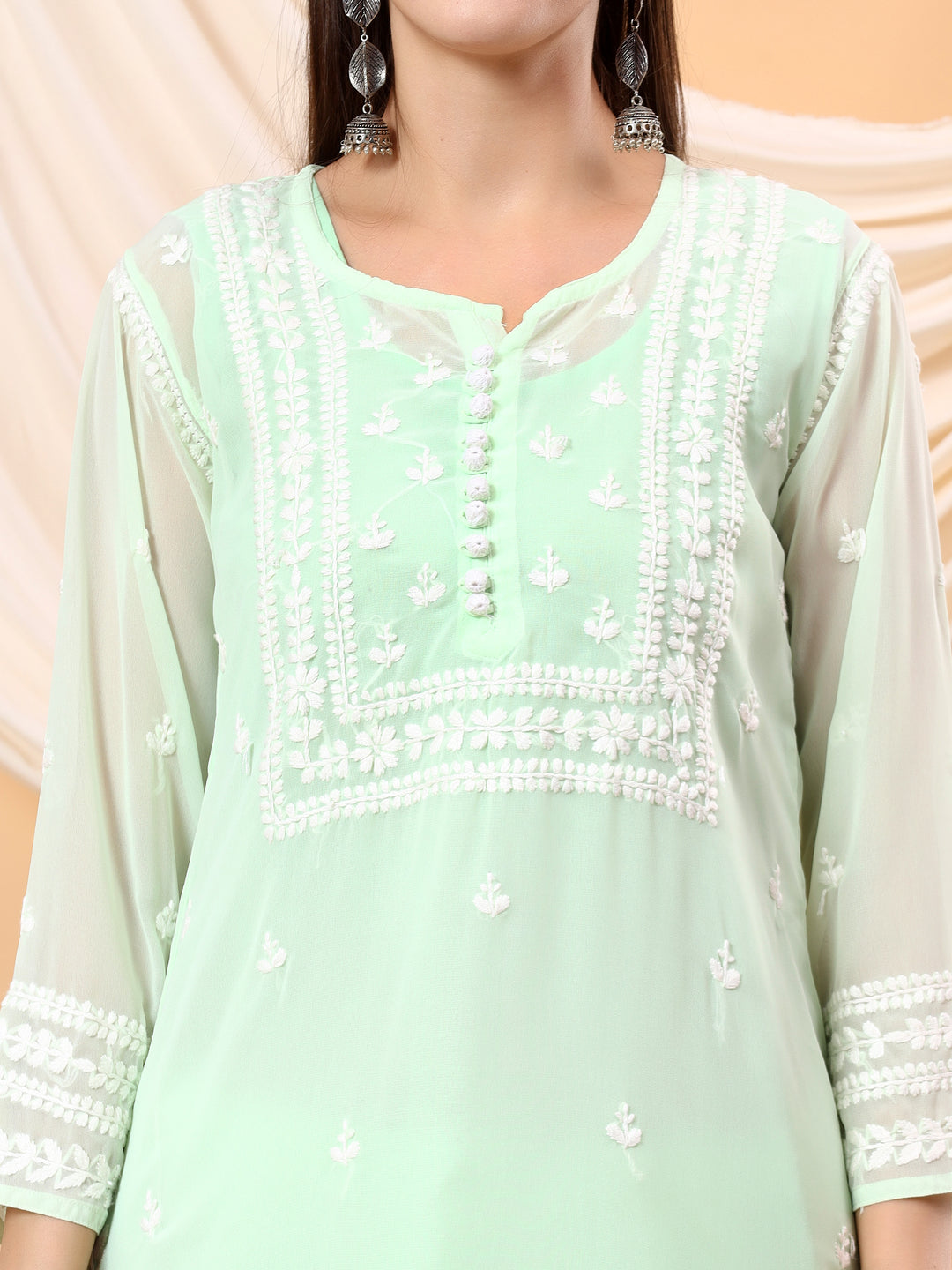 Wafa Chikankari Sheer Georgette Straight Kurta