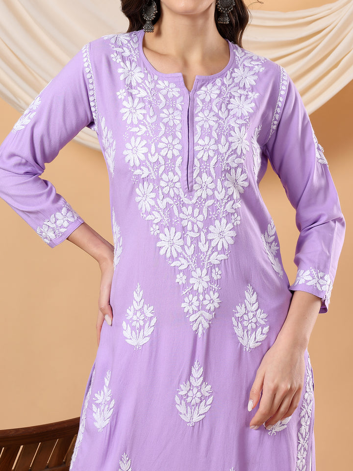 Jahnvi Chikankari Rayon Straight Kurta