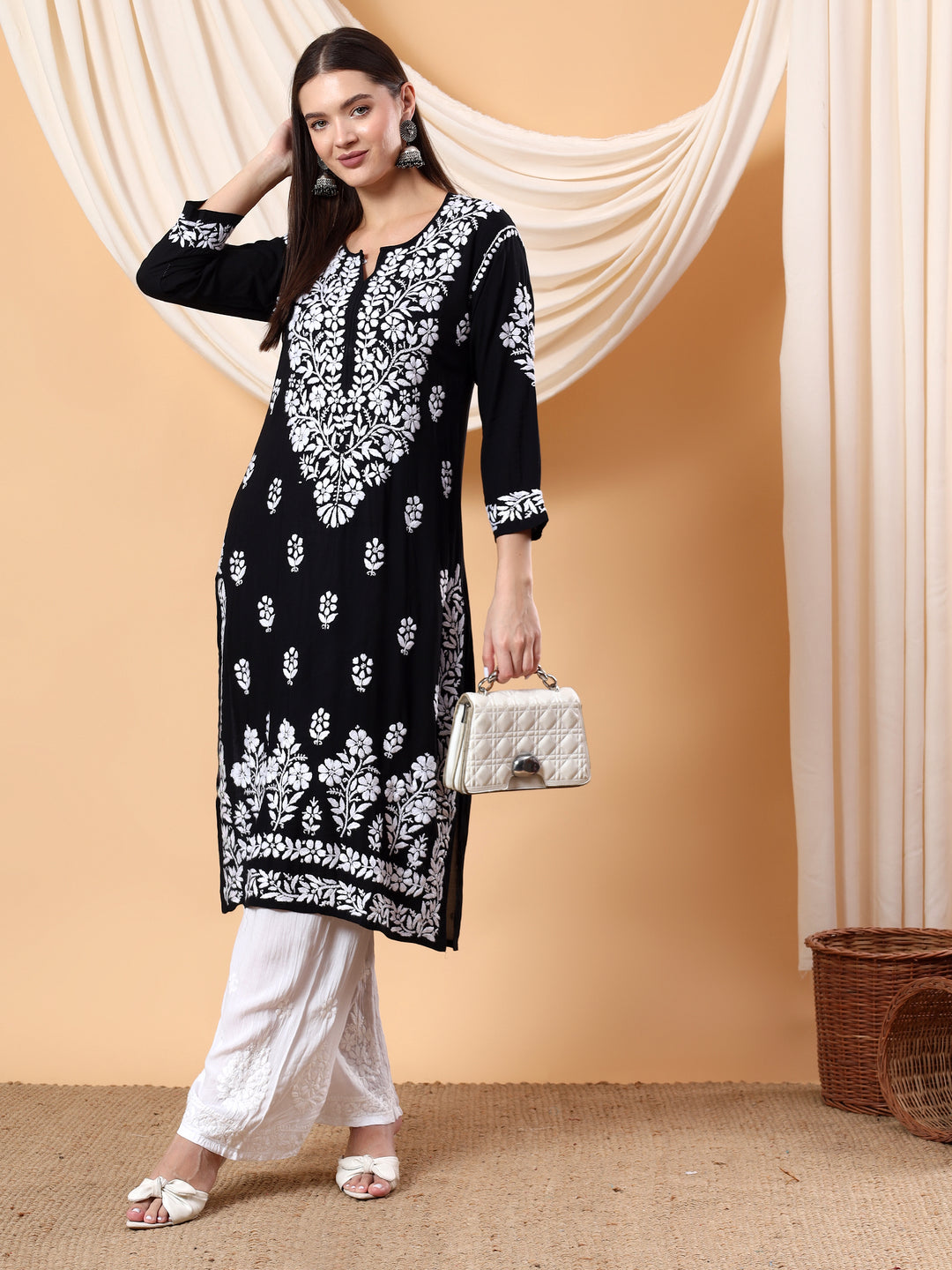 Bhumi Chikankari Premium Modal Straight Kurta