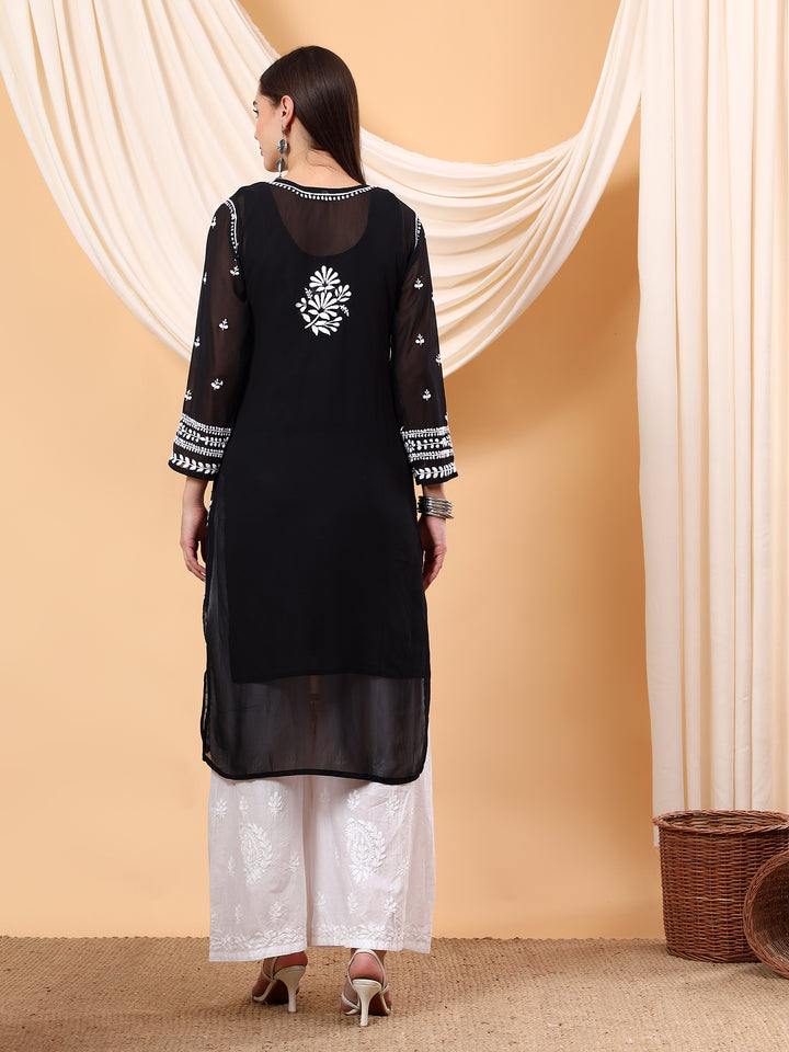 Wafa Chikankari Sheer Georgette Straight Kurta