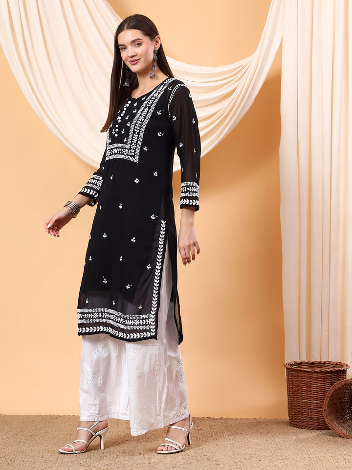 Wafa Chikankari Sheer Georgette Straight Kurta