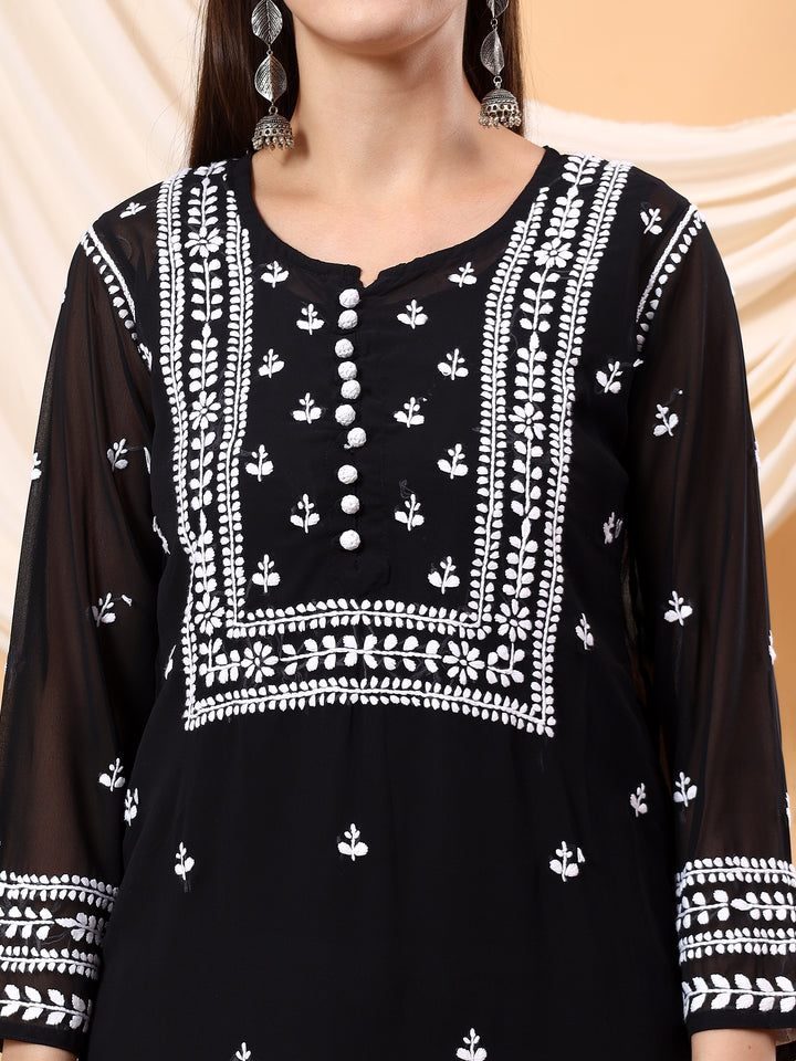 Wafa Chikankari Sheer Georgette Straight Kurta