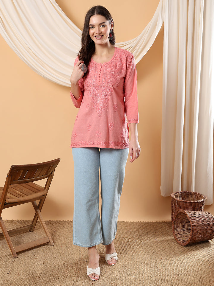 Adya Chikankari Short Dyed Kurti