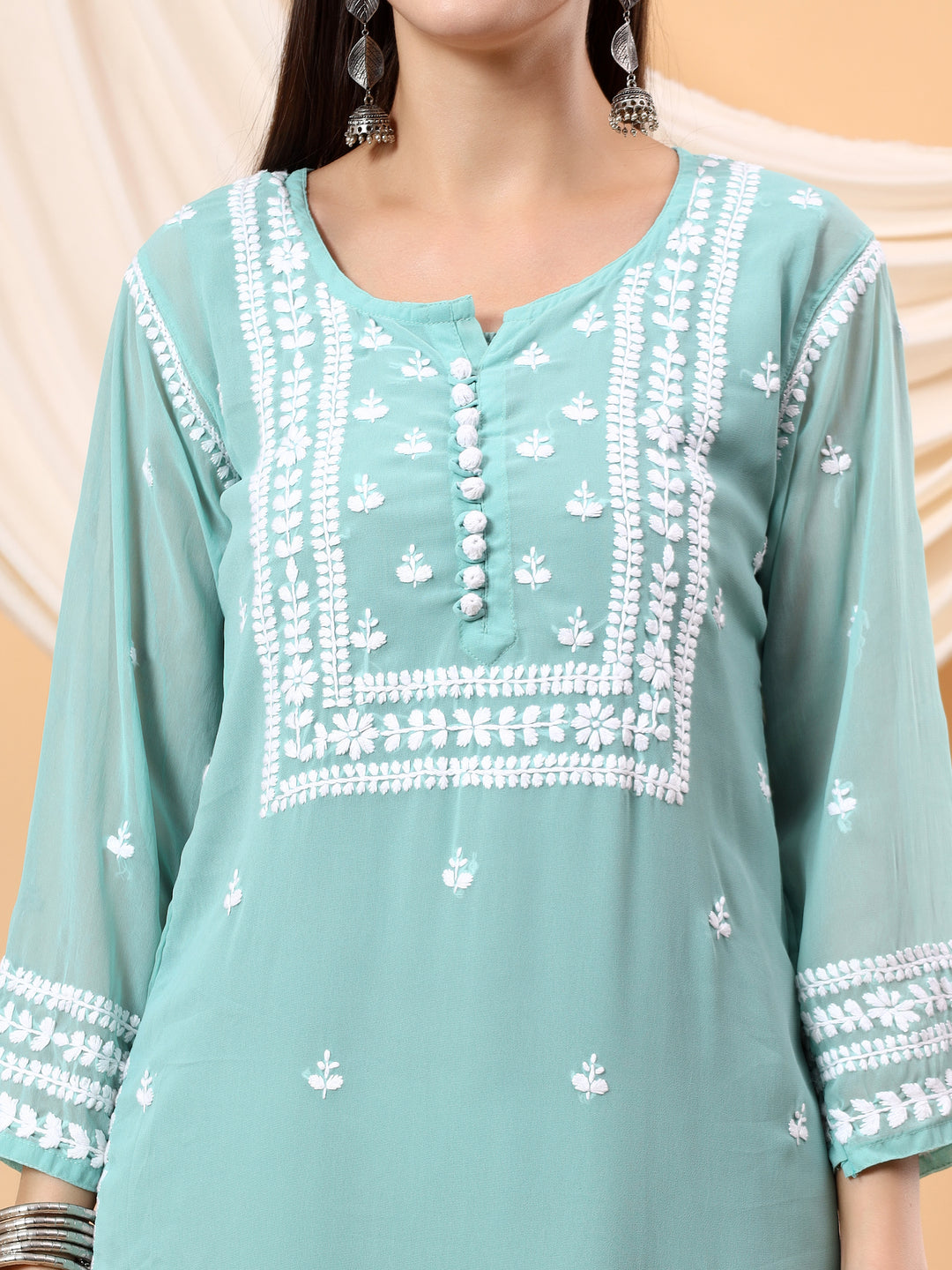 Wafa Chikankari Sheer Georgette Straight Kurta