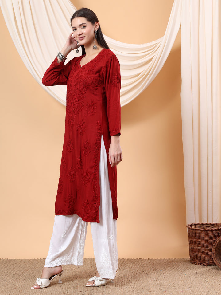 Heer Chikankari Modal Straight Kurta