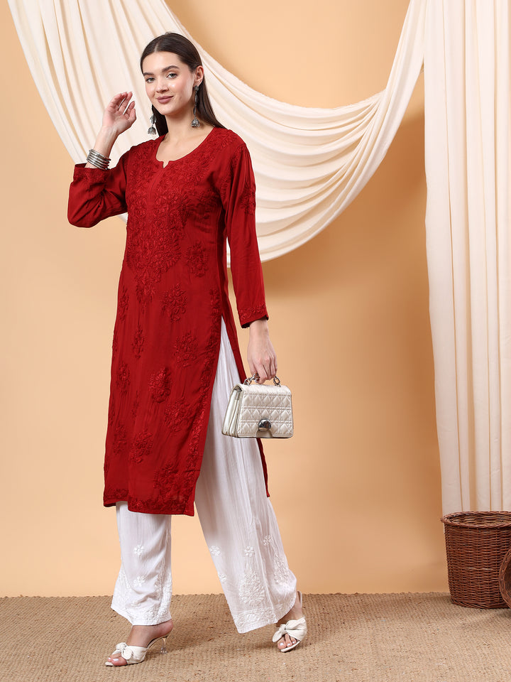 Heer Chikankari Modal Straight Kurta