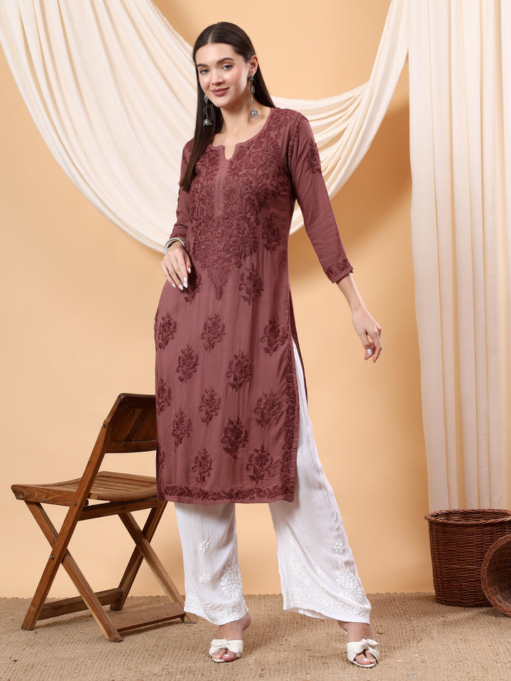 Heer Chikankari Modal Straight Kurta