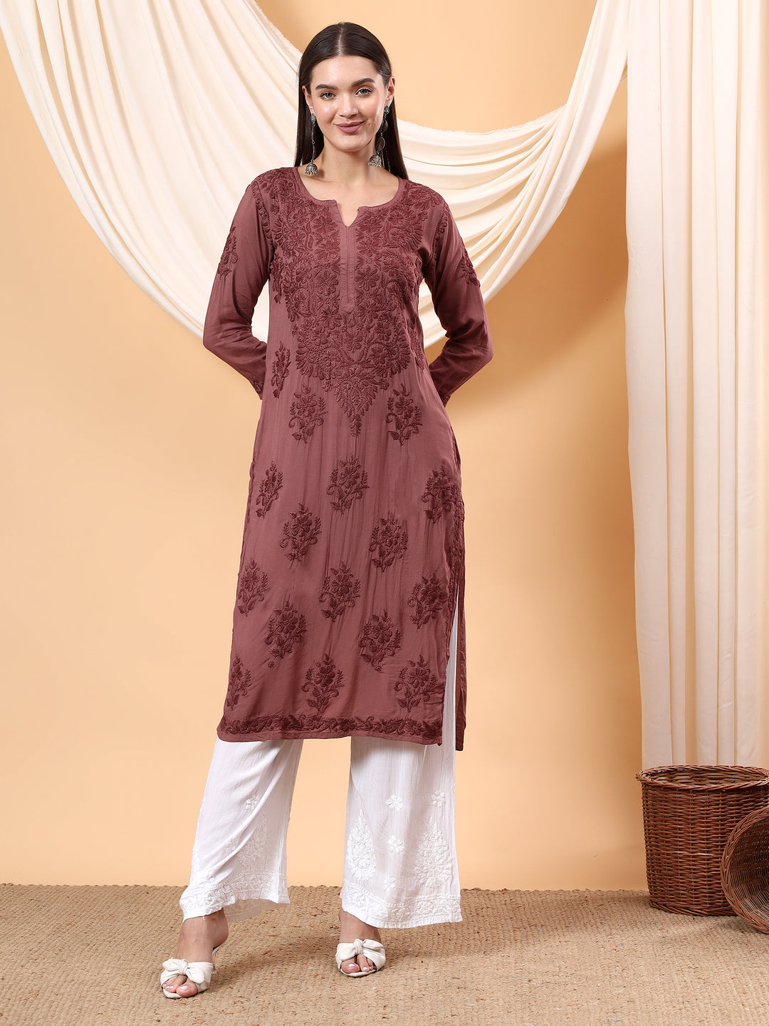 Heer Chikankari Modal Straight Kurta