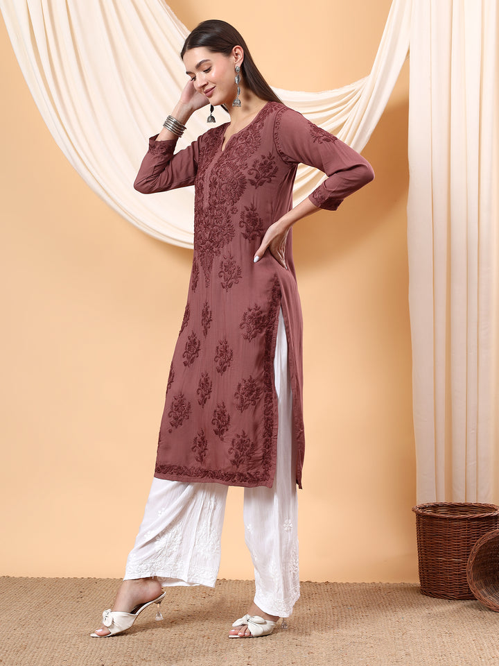 Heer Chikankari Modal Straight Kurta