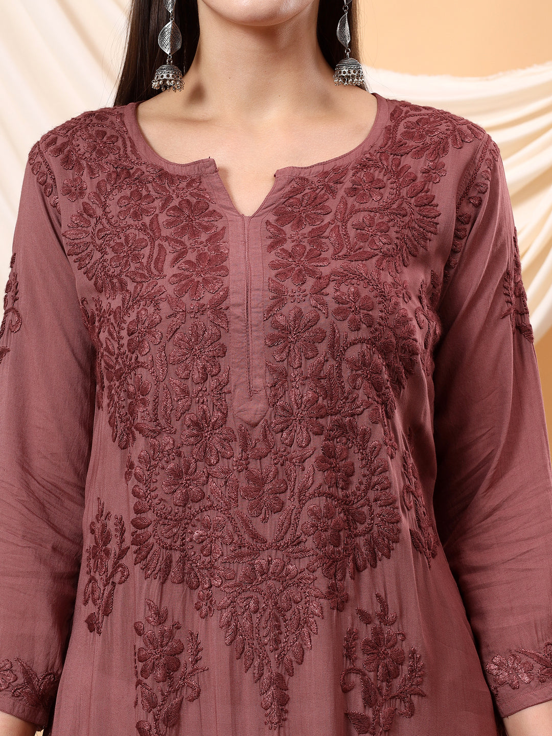 Heer Chikankari Modal Straight Kurta