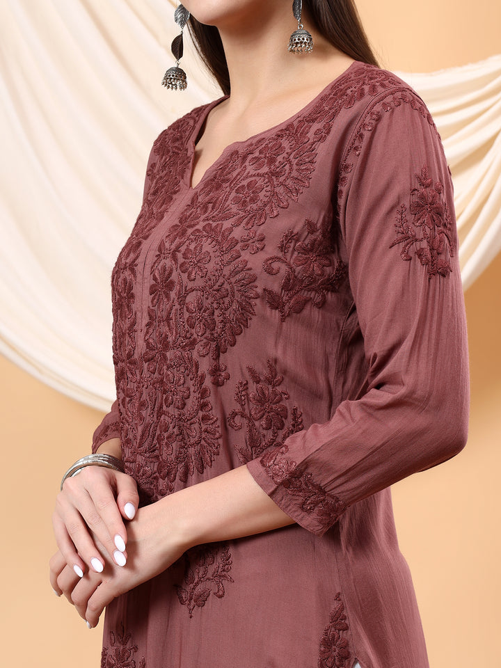 Heer Chikankari Modal Straight Kurta