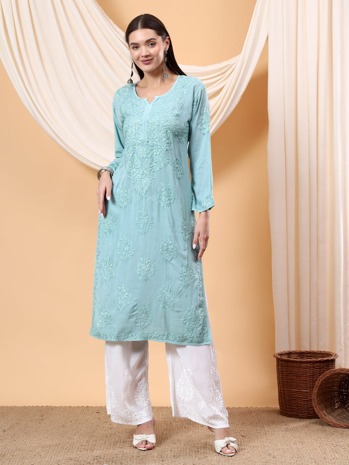 Heer Chikankari Modal Straight Kurta