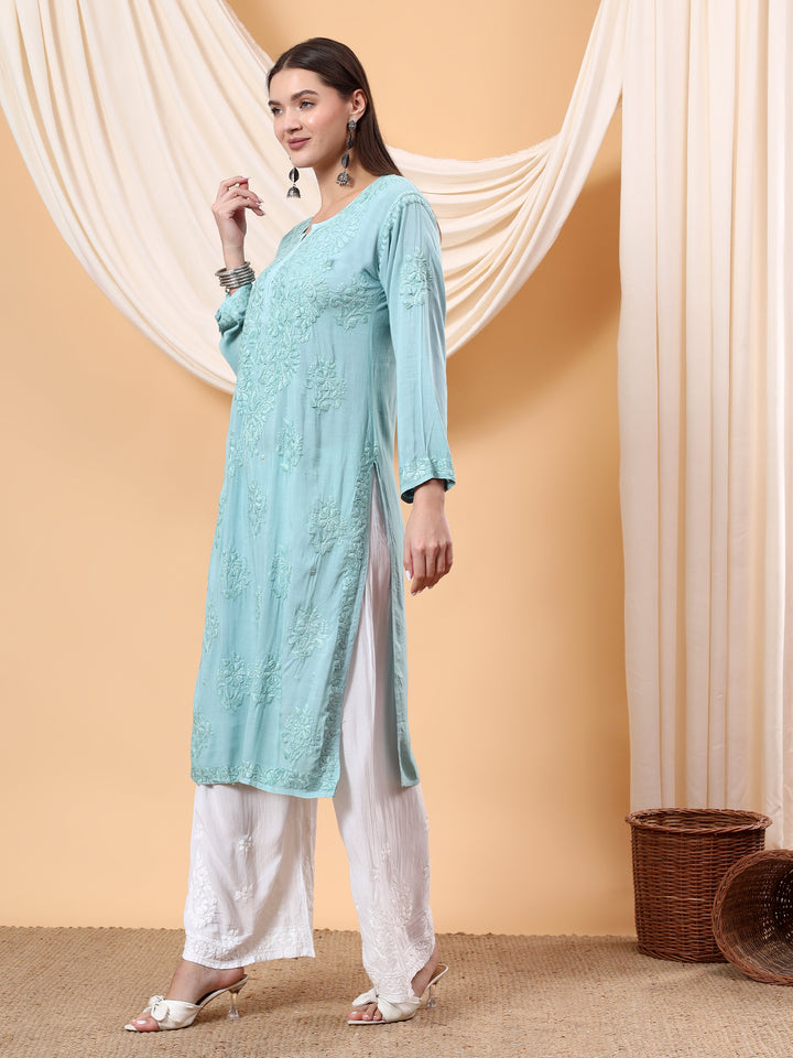 Heer Chikankari Modal Straight Kurta