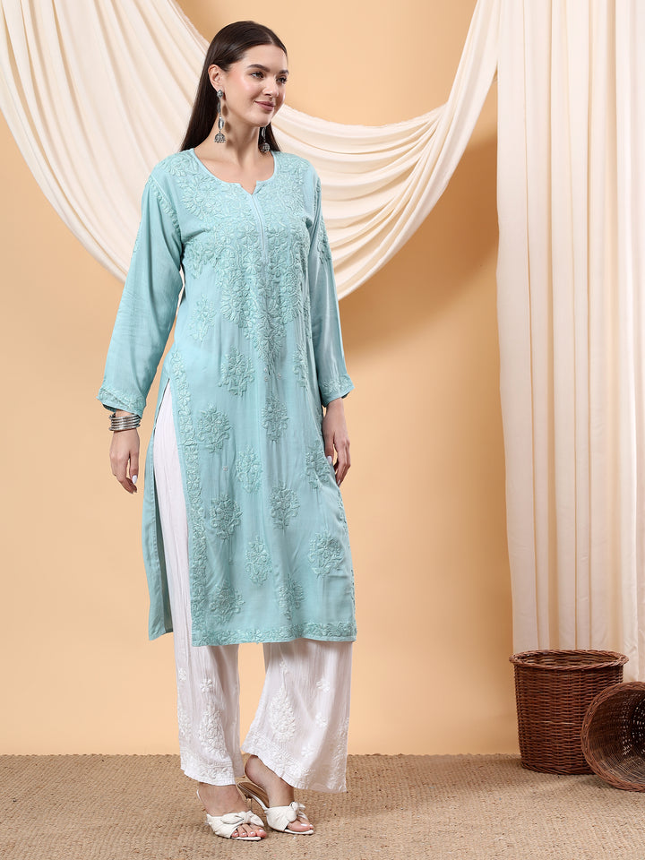 Heer Chikankari Modal Straight Kurta