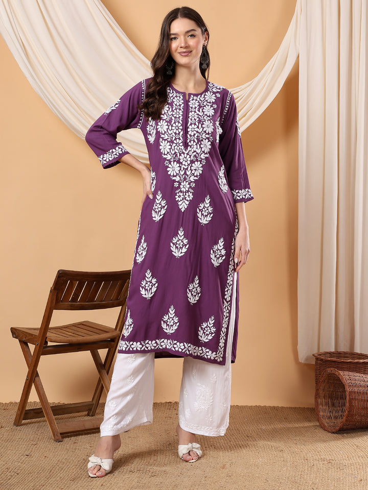 Jahnvi Chikankari Rayon Straight Kurta