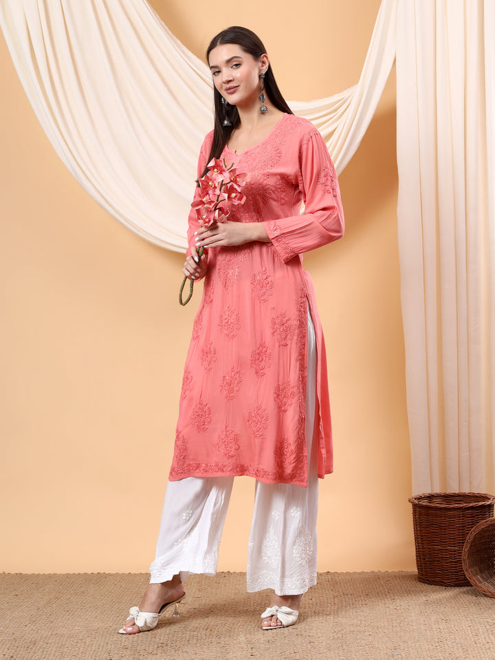 Heer Chikankari Modal Straight Kurta