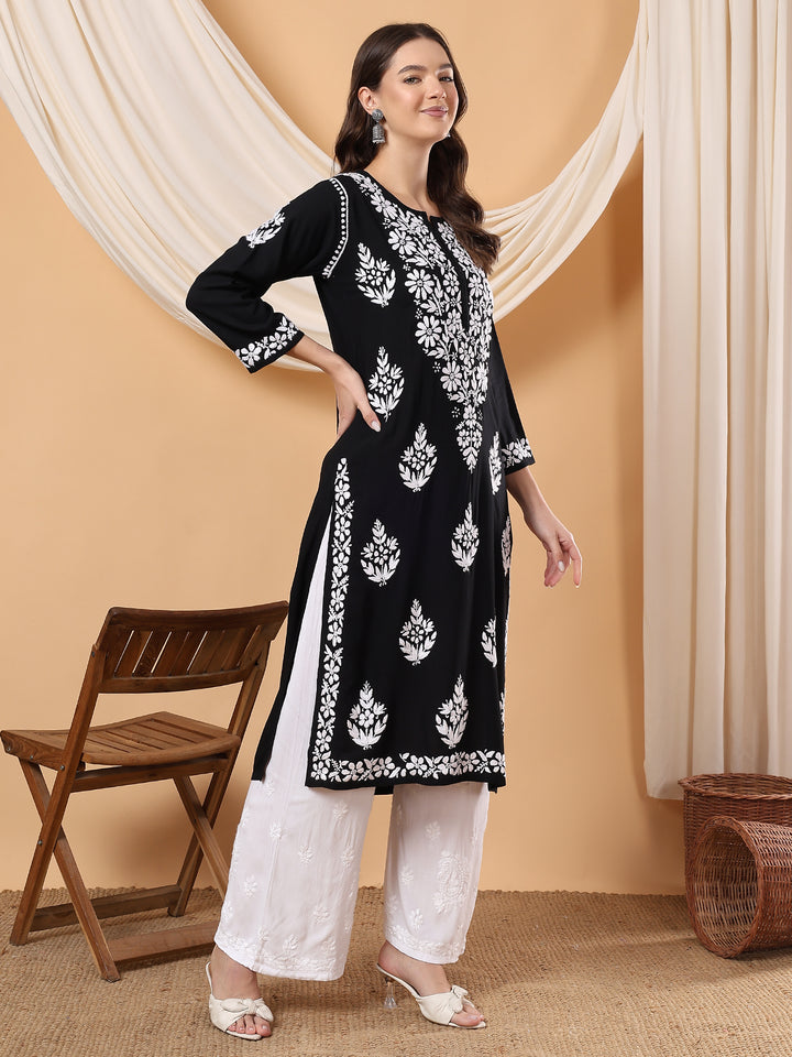 Jahnvi Chikankari Rayon Straight Kurta