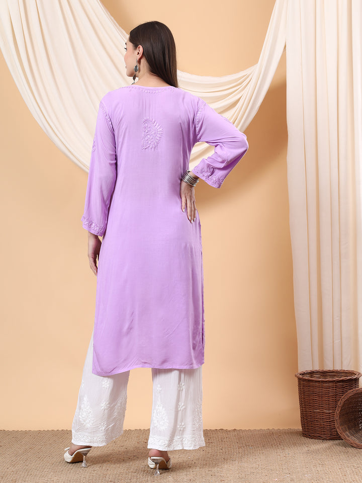 Heer Chikankari Modal Straight Kurta