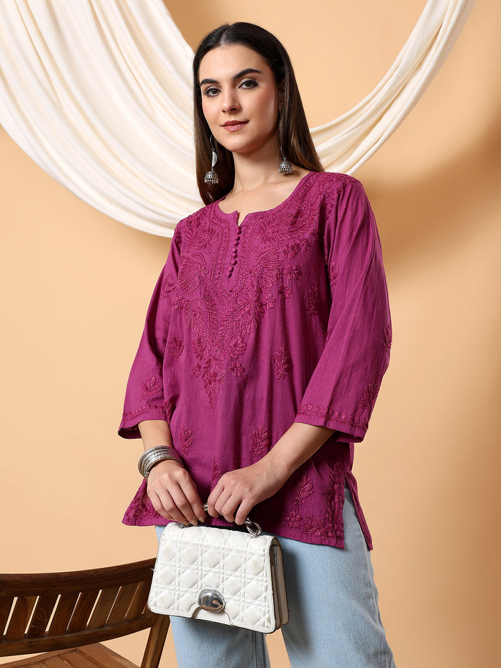 Adya Chikankari Short Dyed Kurti