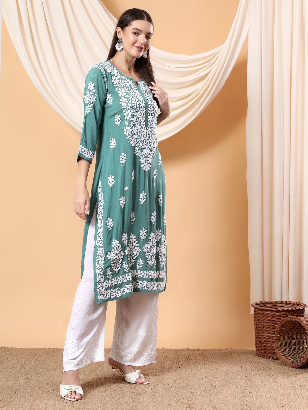 Bhumi Chikankari Premium Modal Straight Kurta