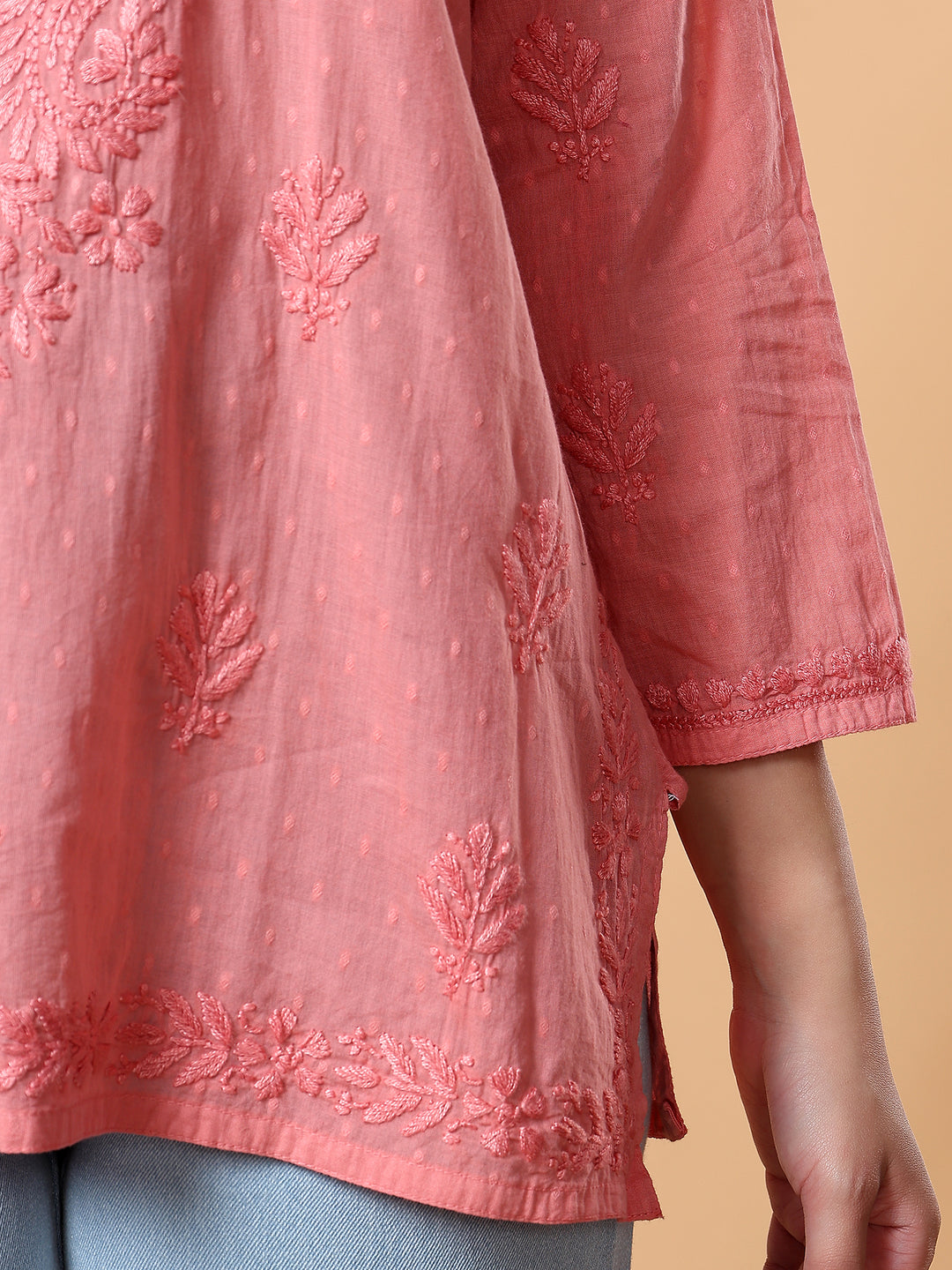 Adya Chikankari Short Dyed Kurti