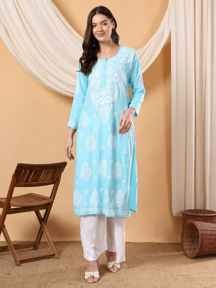 Neha Chikankari Rayon Straight Kurta