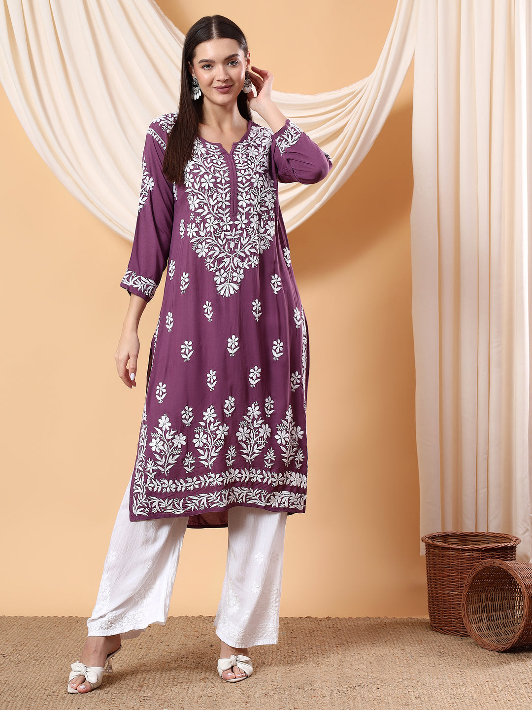 Bhumi Chikankari Premium Modal Straight Kurta