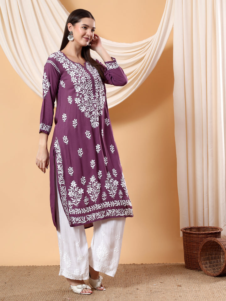 Bhumi Chikankari Premium Modal Straight Kurta