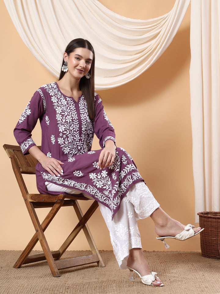 Bhumi Chikankari Premium Modal Straight Kurta