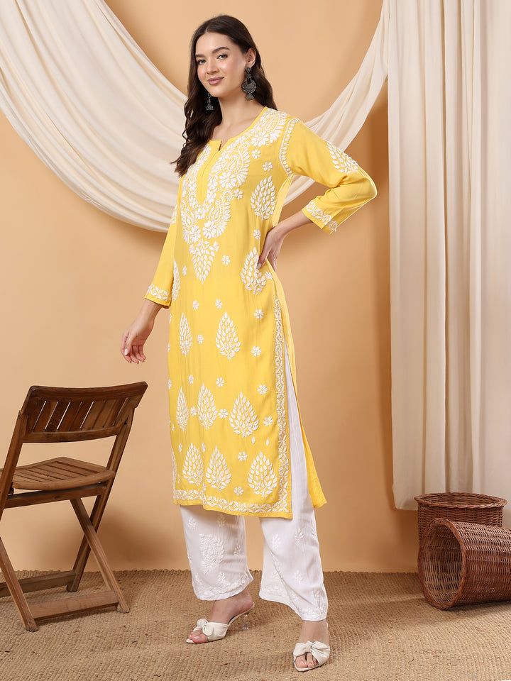 Neha Chikankari Rayon Straight Kurta