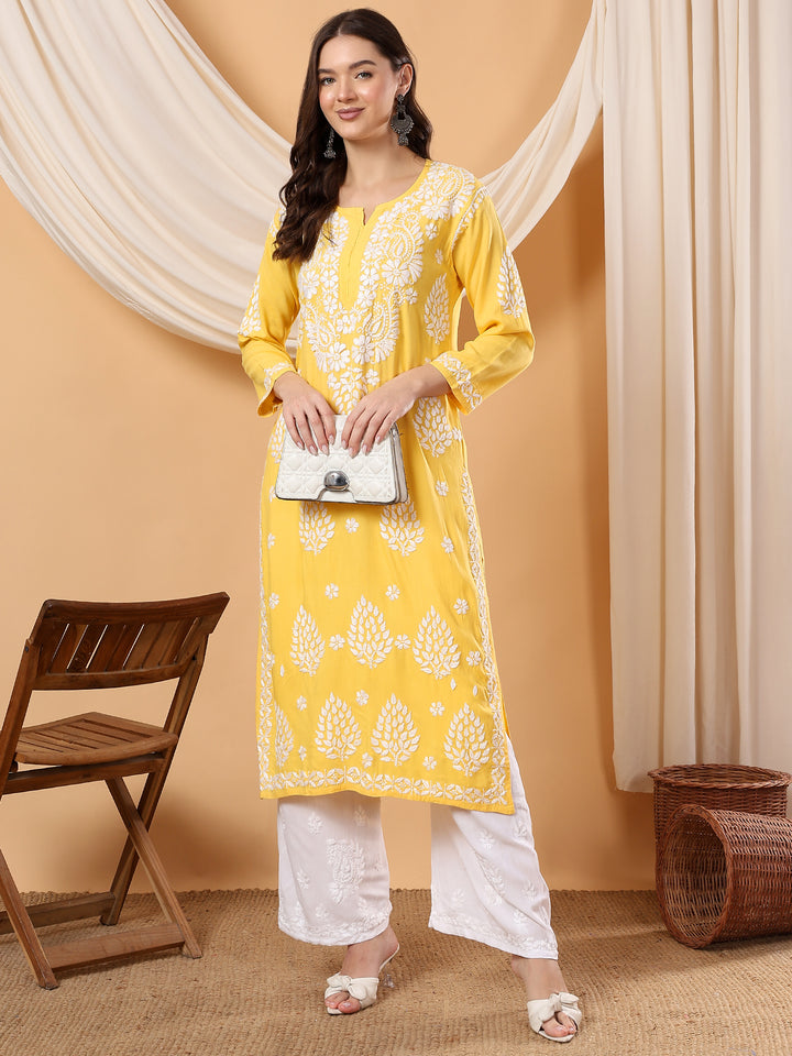 Neha Chikankari Rayon Straight Kurta