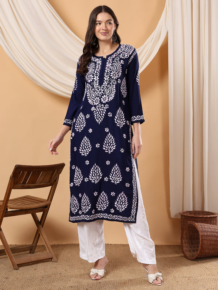 Neha Chikankari Rayon Straight Kurta