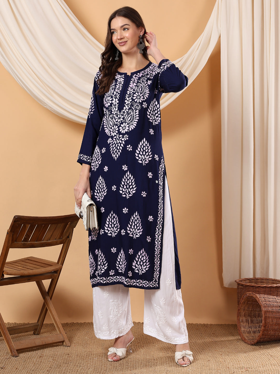 Neha Chikankari Rayon Straight Kurta