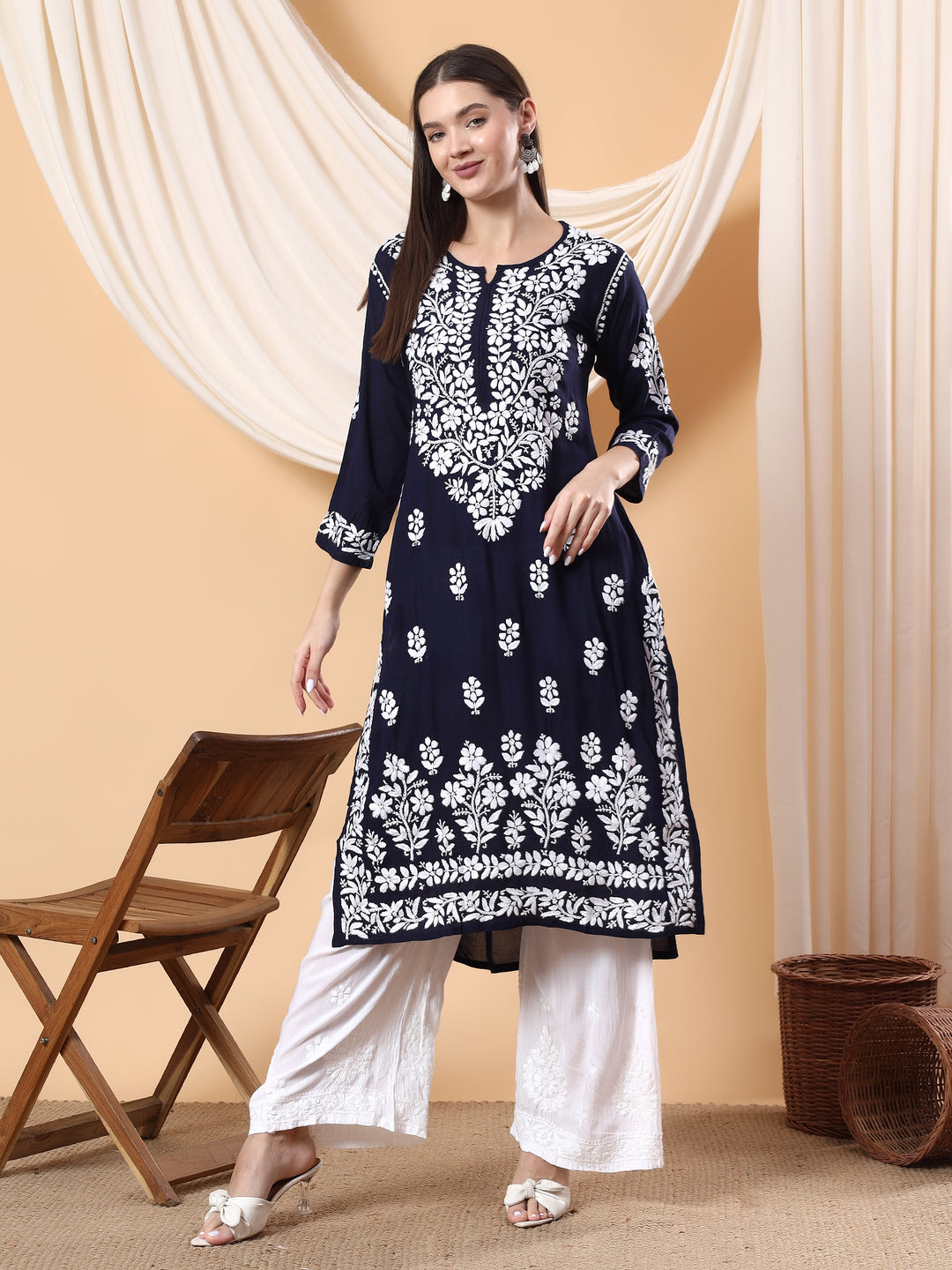 Bhumi Chikankari Premium Modal Straight Kurta