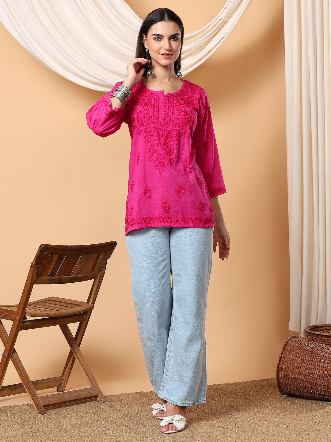 Adya Chikankari Short Dyed Kurti