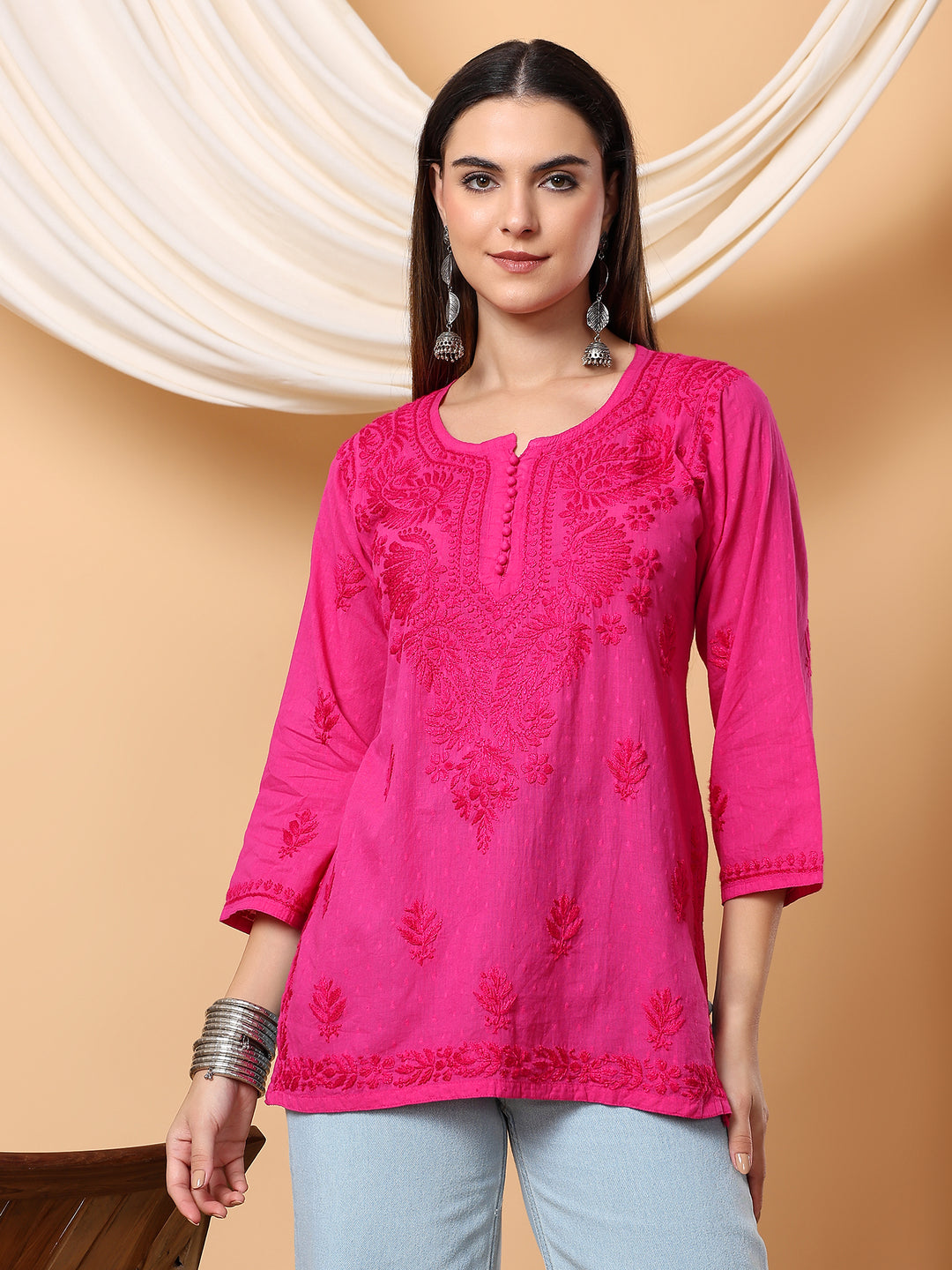 Adya Chikankari Short Dyed Kurti