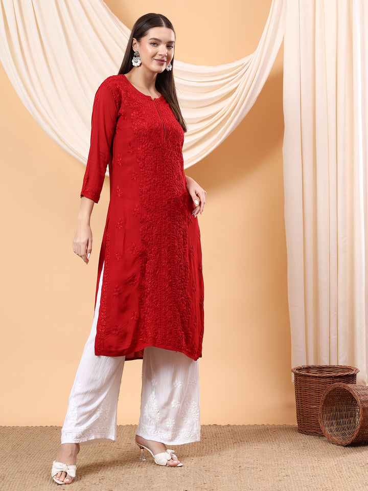 Alina Chikankari Modal Straight Kurta