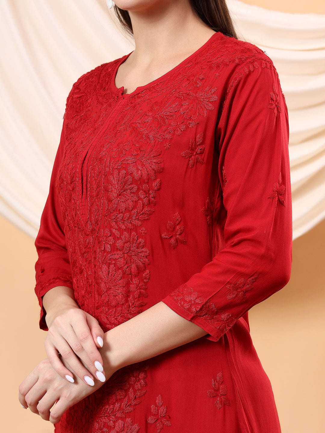 Alina Chikankari Modal Straight Kurta