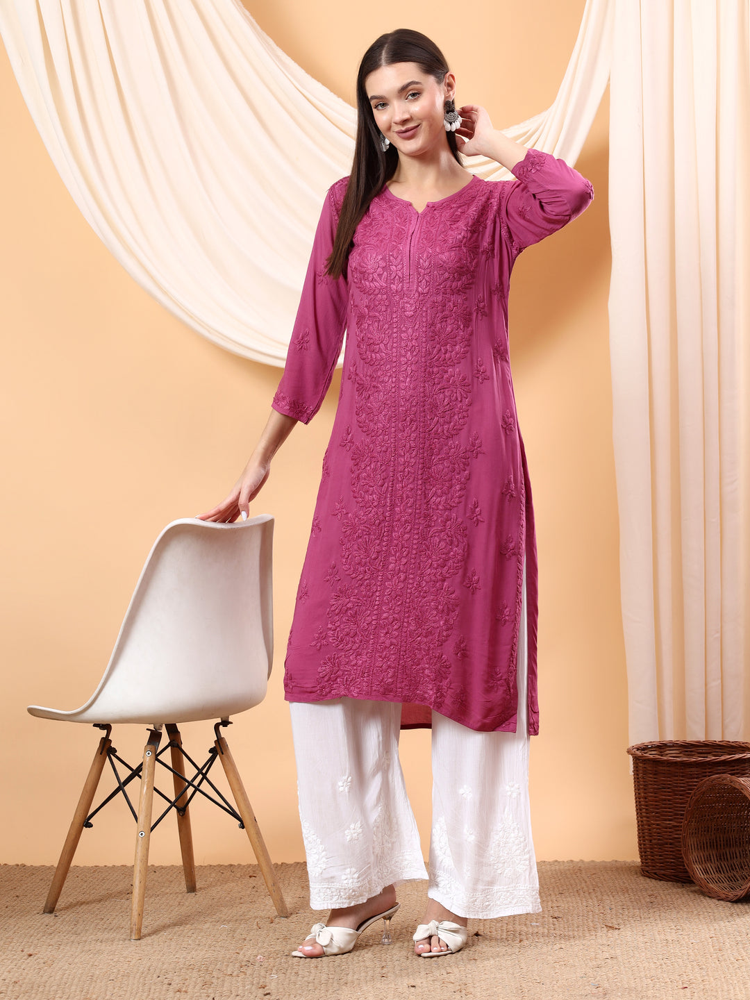 Alina Chikankari Modal Straight Kurta